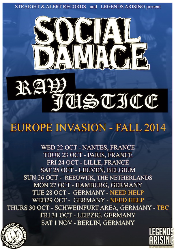 RAW JUSTICE x SOCIAL DAMAGE TOUR POSTER